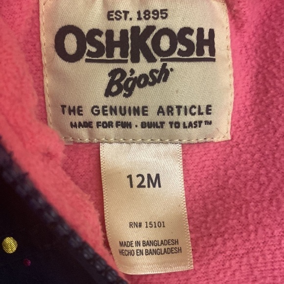 Osh kosh baby navy windbreaker with multi colored hearts. Size 12 months. EUC. - Picture 6 of 8